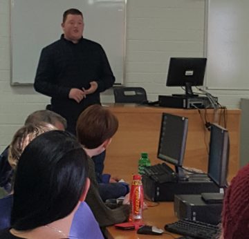 Degree In Media Production Management graduate talks to students about working in the media