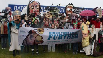 Art, Design & Three Dimensional Studies students won first prize at St. Patrick's Day Parade, Ratoath with a showing of 'Big Heads' in the walking group.