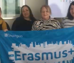 Staff with Erasmus banner