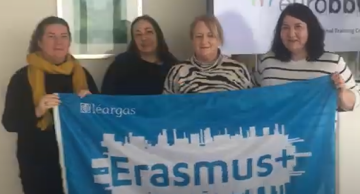 Staff with Erasmus banner