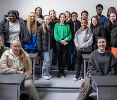 Eileen Flynn with students