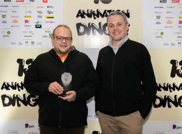 Sylvain Doreau of 2K Games awards Game Design BA student Marcin Zapedowski of Ballyfermot Campus the ‘Best Game Sting’ award for ‘Dingle Mystery’
