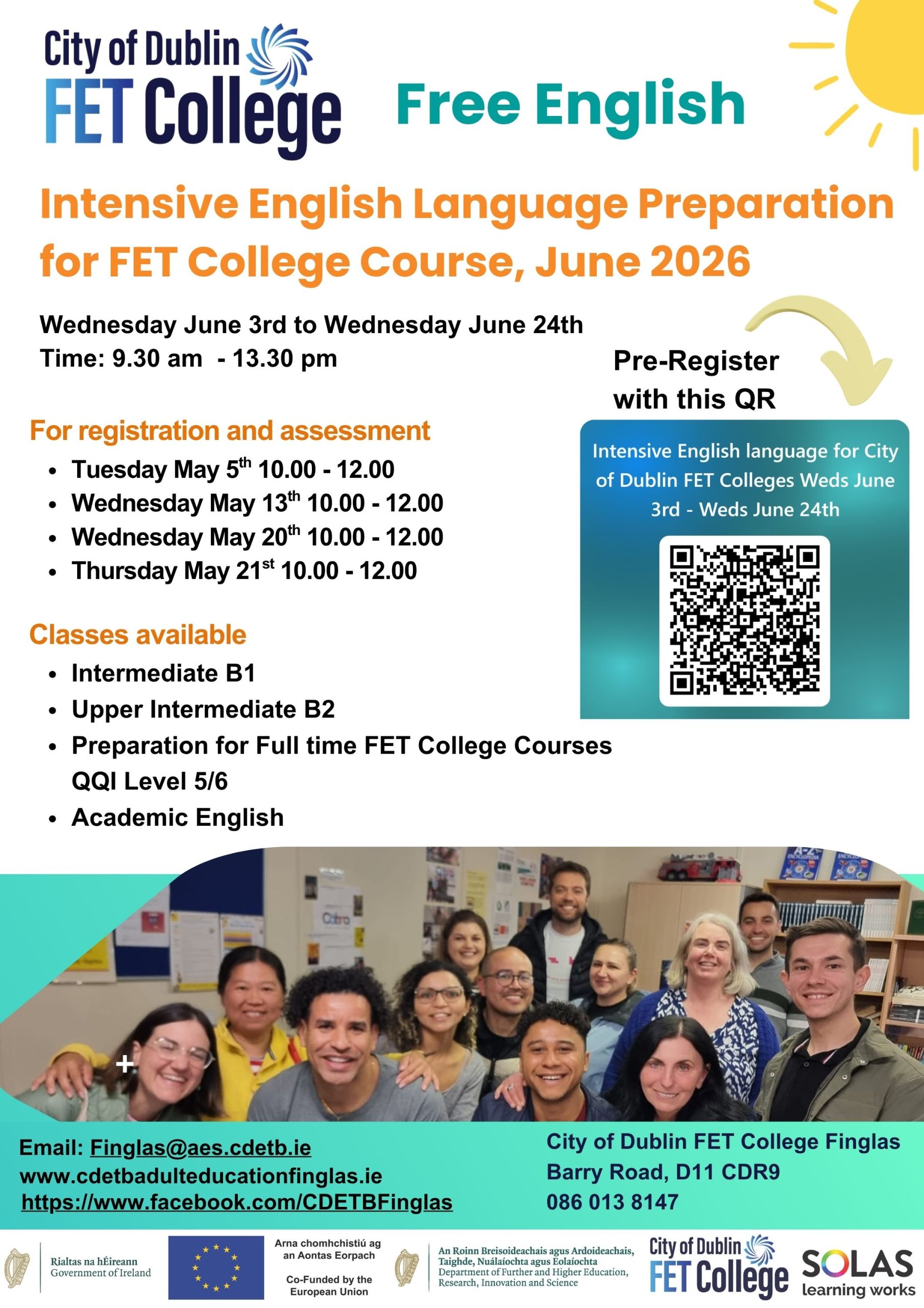 Intensive English Language course 2026 Finglas